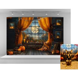 Kate 7x5ft Halloween Backdrops for Photography Horrible Pumpkin Lantern Background Full Moon Scary Night Backgrounds Trick or Treat Decoration Studio Backdrop