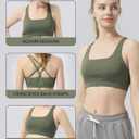 Womens Sports Bra Padded Crisscross Back Medium Support Sports Bras with Removable Cups for Workout Yoga (Green, M)