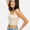 Artdear Women's Square Neck Tank Top - Double Lined Sleeveless Short Crop Tops Air Touch Fabric (L)