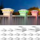APONUO Solar Post Cap Lights Color Changing - RGB 8 Solid & Gradient Colors, IP65 Waterproof, for 4x4 5x5 6x6 Wood Vinyl Fences, Deck, Patio, Yard, White, 16 Pack