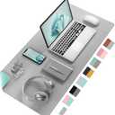 Aothia Double-Sided PU Leather Desk Pad - Non-Slip Large Mouse Pad & Desk Mat for Office, Home - Waterproof, Easy to Clean, Durable Dual-Sided Surface (31.5" x 15.7", Grey)