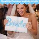 Breling 1 Pcs Bride Blue Striped Beach Towel for Honeymoon and Bachelorette Party, Bride Beach Towel Coastal Bridal Shower Gift Bridesmaid Favors Gift for Wedding Engagement Party Supplies (Classic)