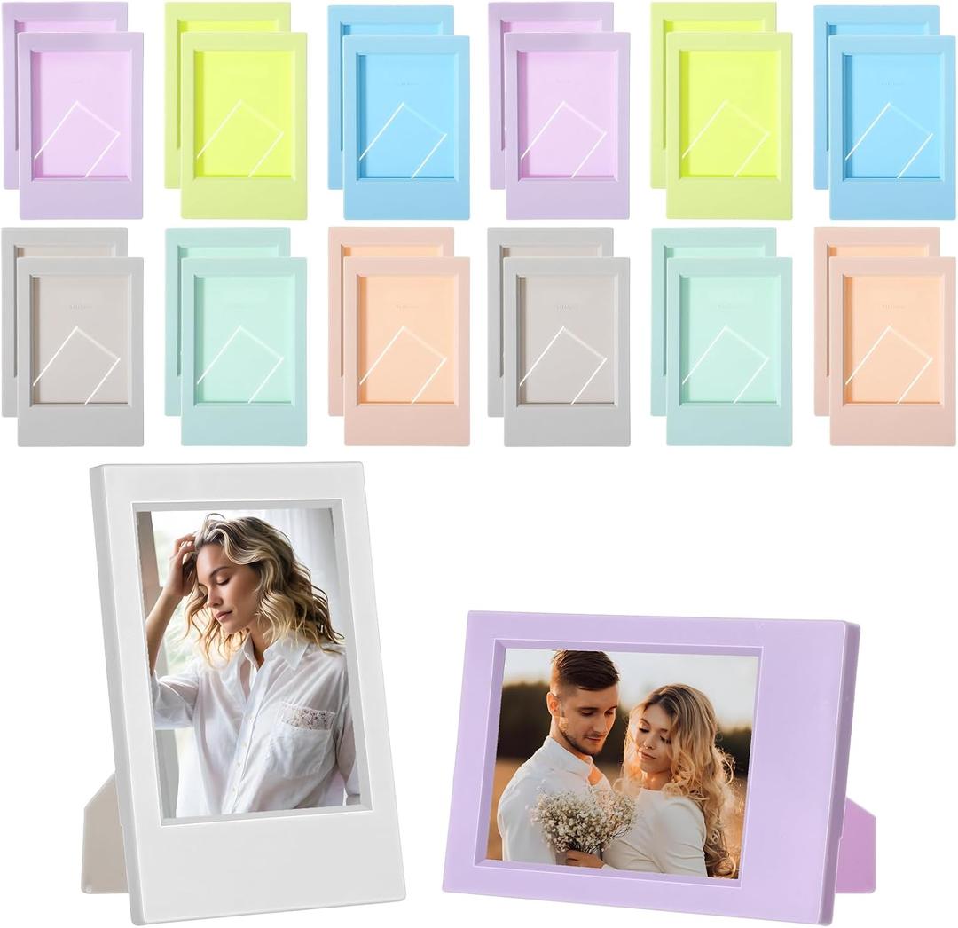 24 Pack 2x3 Picture Frames Mini Color Photo Frame with Stand Cute Tiny Multiple Colorful 2x3 Desk Tabletop Photo Frame for Home & Office Desk Stand Up Picture Display