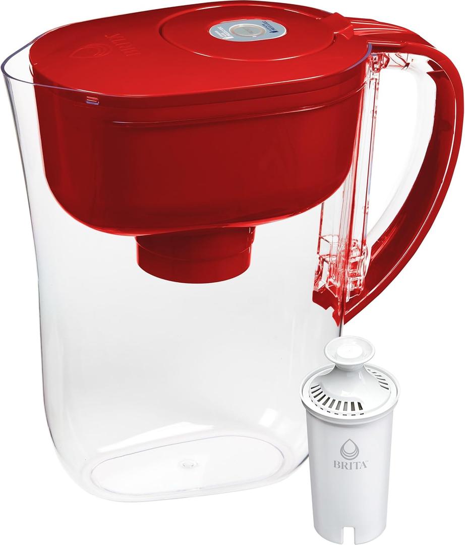 Brita Metro Water Filter Pitcher with SmartLight Change Indicator, BPA-Free, Replaces 1,800 Plastic Water Bottles a Year, Lasts Two Months, Includes 1 Filter, Small - 6-Cup Capacity, Fiery Red