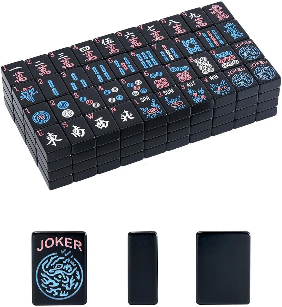 American Mahjong Tiles (1.2,Tiles Only), 166 Mahjong Tile Set with Black Color (Tiles Only)