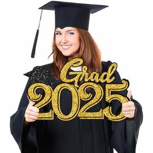 Graduation Party Decorations for Class of 2025 - Gold Grad 2025 Wood Sign Photo Prop for Class of 2025 College High School Graduation Party Supplies Graduation Party Decorations for Class of 2025 - Gold Grad 2025 Wood Sign Photo Prop for Class of 2025 College High School Graduation Party Supplies