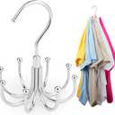 2 x ZEDODIER 2 Pack Space Saving Hangers for Clothes,Rotatable Sturdy Shirt Hangers with 16 Hooks, Non Slip Multiple Shirt Organizer for T-Shirts Sweatshirts Hoodies, Silver