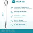 Hiware 9-Inch Long Handle Iced Tea Spoon, Coffee Spoon, Ice Cream Spoons, Stainless Steel Cocktail Stirring Spoons, Set of 4 (Silver)