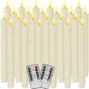 24-Pack Flameless Taper Candles, 9.25 Inch Battery Operated LED Candlesticks with Remote & Timer - Realistic Flickering Flame, Warm Ivory, Safe Smokeless for Wedding Christmas Church Party Home Decor