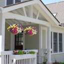 Artificial Faux Hanging Flowers Plants Baskets for Outdoors, Fake Silk Morning Glory in Planter UV Resistant Realistic Artificial Flower for Outside Porch Patio Balcony Garden Yard Home Decor (12 Bundles, B 4 Mixed)