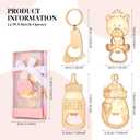 24 Pcs Baby Bottle Opener, Popping Girl Bear Footprint Keychain Bottle Openers with Pink Gift Box, Baby Shower Party Favors for Guests, Wedding Return Gift Souvenirs Theme Decoration Supplies