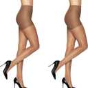 L'eggs Women's Sheer Energy 2 Pair Control Top Sheer Toe Panty Hose (Medium)