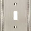 Franklin Brass Classic Beaded (1-Pack) Decorative Light Switch Cover Wall Plate Brushed Nickel 1-Gang Toggle Guard Electrical Outlet W35058-SN-C (Single)