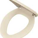 Gerber Elongated Toilet Seat with Cover, Soft Close, No Slam, Quick & Easy Install, Heavy-Duty Plastic, Adjustable Fit for Standard Elongated Toilets, Durable & Fade-Resistant, Bone G009921325