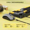 Wireless Keyboard and Mouse Combo Creamy with Number Pad for Desktop Mac iPad Bluetooth/2.4ghz/Wired Rechargeable Light up RGB Quiet Compatible with PC Laptop Tablet (Black)