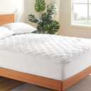 SLEEP ZONE Mattress Cover Queen Size Bed, Quilted Fitted Mattress Pad, Deep Pocket Mattress Protector Stretches up to 21 inches, Pillowtop Breathable Mattress Topper (White, 60x80)