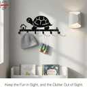 Turtle Wall Hook & Key Holder, Black, 13.2 Inch | 6 Hooks, Wall Mount, Kids Key Organizer, Metal, Entryway Key Rack