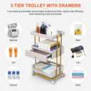 Elitzia Salon SPA Esthetician Convenient Cart Trolley 3-Tier with 360 Rotate Silent Wheels Beauty Rolling Cart for Spa Salon Equipment Trolley with Drawer Storage Esthetician Carts ETDCART2 (Grey)
