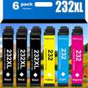 232XL Remanufactured for Epson 232XL Ink Cartridges Combo Pack for XP-4200 XP-4205 Epson Workforce WF-2930 WF-2950 Printer 6 Pack 3 Black 1 Cyan 1 Magenta 1 Yellow