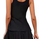 SEAFORM Women's Two-Piece Tankini Swimsuits Tummy Control Bathing Suits False Two-Piece Tankini Top with Swim Dress for Women (Black)