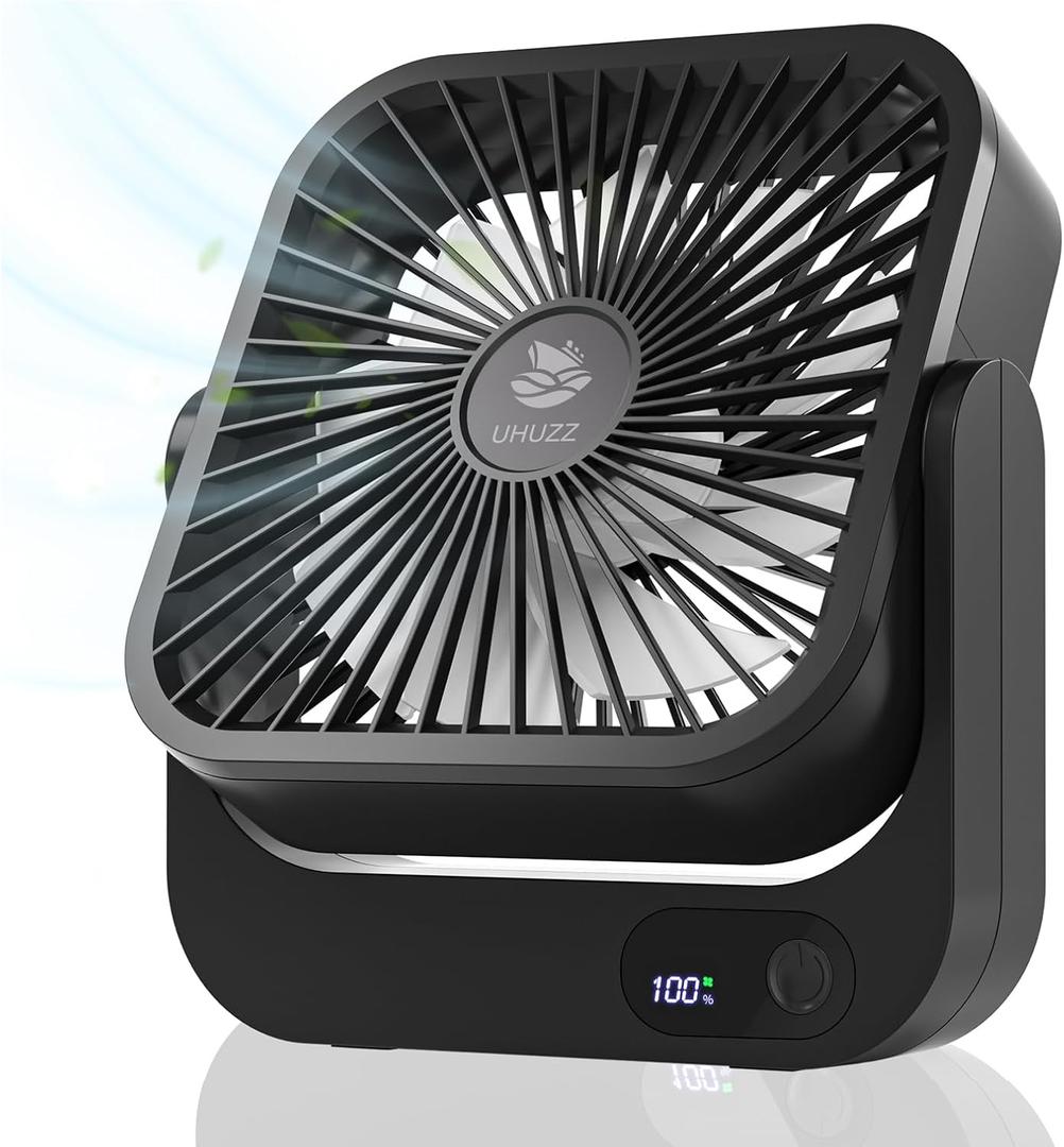 Cruise Ship Approved Magnetic Fan  Portable Rechargeable & Plug-In, 5-Speed Adjustable, Quiet Operation, Up to 12 Hours Battery Life, Perfect for 2025 Cruises (Black)
