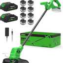 Cordless Weed Wacker 20V, 22.0Ah Battery Powered String Trimmer with Charger, 10-Inch Electric Grass Trimmer Edger for Yard and Garden, Green