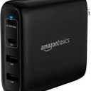 Amazon Basics 100W Four-Port GaN Wall Charger w/ 2 USB-C (100W,18W) & 2 USB-A Ports (12W) w/PD for Laptops, Tablets & Phones (iPhone 16/15/14/13/12/11/X, iPad, Mac, Samsung, and More), Non-PPS, Black