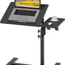 Height Adjustable C-Shaped Table with Removable Wheels, Mobile Sofa Snack Table with Tiltable Top, Adjustable Laptop Stand for Couch, Bedside Desk with Pen Slot, Black