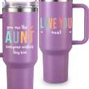 Aunt Tumbler 40oz, Best Aunt Ever Gifts, Thoughtful Auntie Mugs from Niece and Nephew, Unique Presents for Her, Ideal for Birthday, Mothers Day, Christmas, Gift Ready