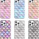 Omorro Compatible with iPhone 14 Pro Max Case for Girls, 3D Scales Desgin Glitter Bling Cute Luxury Transparent Phone Case for Women Girly Protective Cover (Pink)