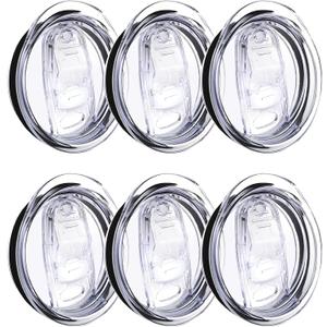 20oz Skinny Tumbler Replacement Lids 6 Pack,Spill Proof Splash Resistant Silicone Sliding Covers,Straw Friendly, BPA Free