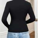 SweatyRocks Women's Long Sleeve Knit Ribbed Cheongsam Button up Mock Neck Tops (Black, XS)