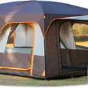 KTT Extra Large Tent 14 Person (B),Family Cabin Tents,2 Rooms,3 Doors and 3 Windows with Mesh,Straight Wall,Waterproof,Double Layer,Big Tent for Outdoor,Picnic,Camping,Family Gathering