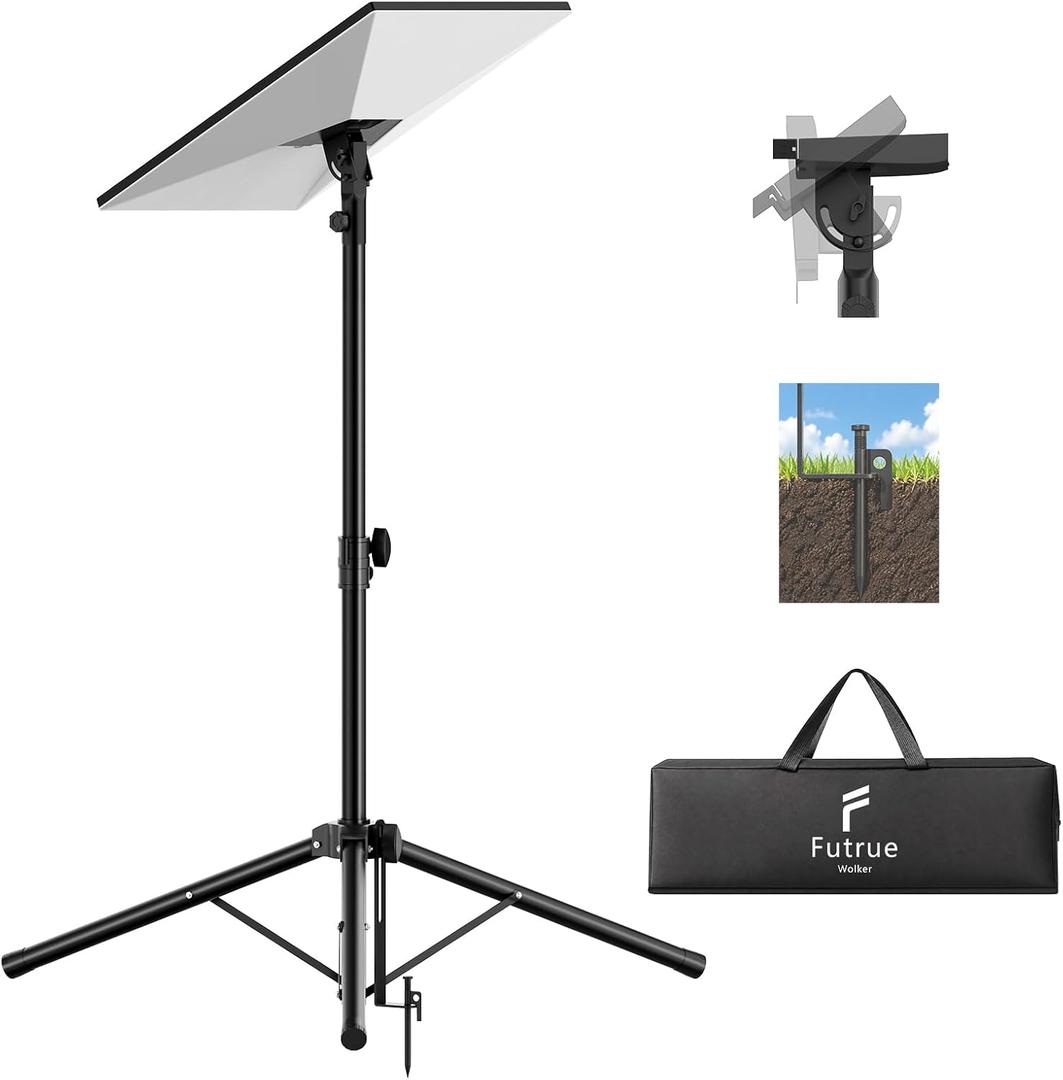 Starlink Mount with Extra-Large Base, Starlink Tripod Mount Gen 3 with 90 Tilt Angle Adjustment Pipe Adapter and Ground Spikes, Heavy Duty Starlink Stand for Starlink Standard 4/4X/V3 (Black)