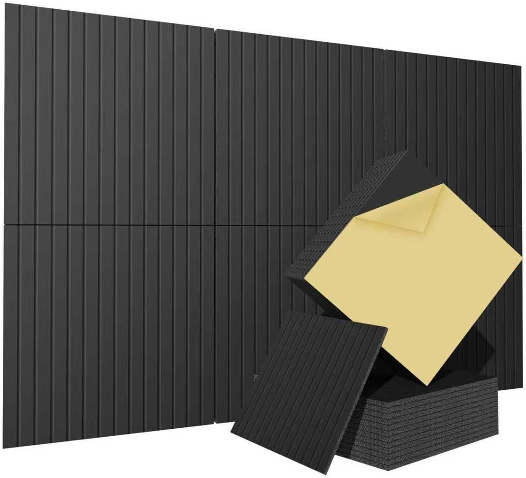 6 Pack Peel and Stick Acoustic Wall Panels, 72"×48 Coverage