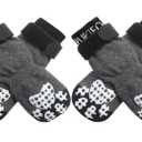 PUPTECK Anti-Slip Dog Socks with Double Sides Grips for Small Medium Large Dogs Hardwood Floors Prevents Licking, Dog Shoes for Hot Pavement Traction Control Paw Protector for Senior Dogs, Grey S (Small (4 Count))