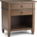 SIMPLIHOME Carlton SOLID WOOD 24 inch Wide Transitional Bedside Nightstand Table in Rustic Natural Aged Brown for the Living Room and Bedroom