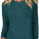 Bluetime Women's Long Sleeve Shirts Fall Henley Dressy Loose Casual Tops Trendy Blouses Basic T-Shirts Outfits Clothes Small