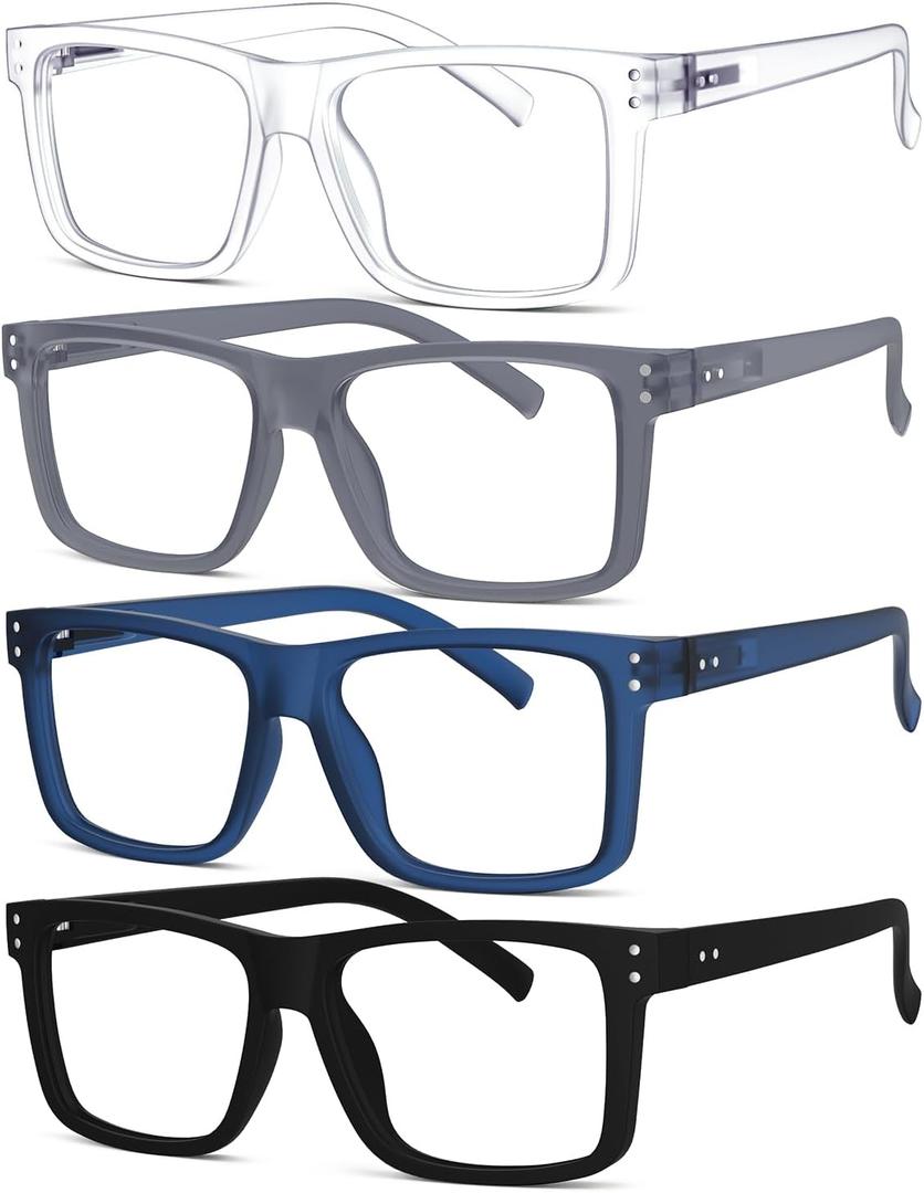 Eyekepper 4-pack Oversized Reading Glasses Square Large Frame Readers for Men and Women +1.50
