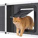 Bug-Proof Screen Cat Door for Window,22"-28.5" Adjustable Width,1-Min Install | Stainless Steel Mesh + Aluminum Frame | Ventilated | Magnetic Closure Sliding Pet Door Window Insert for Cats