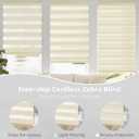 ChrisDowa Cordless Zebra Blinds for Windows, Dual Layer Free-Stop Light Filtering Window Roller Shades, Pull Down Privacy Zebra Shades for Home, Office, Bedroom, Door (58" W x 72" H, Beige)