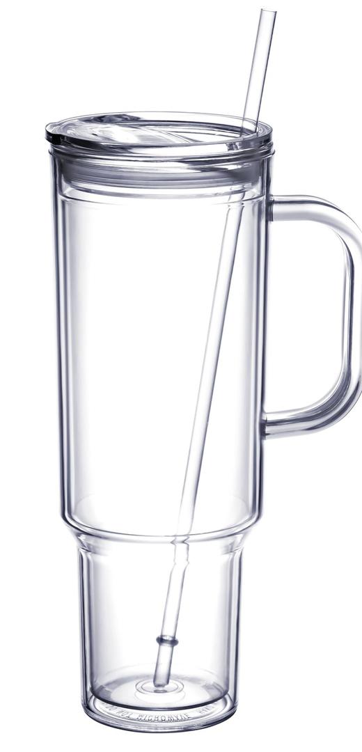 MEWAY 40 oz Acrylic Tumbler with Handle and Straw LidDouble Wall Vacuum Reusable Plastic Water Bottle Travel Mug CupClassic Tumblers Cupholder Friendly