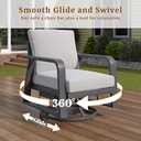 Trenlogne 3 Piece Aluminum Outdoor Swivel Rocking Chairs Set, All Weather Swivel Patio Chairs for Porch Deck Balcony Garden (Silver Gray)