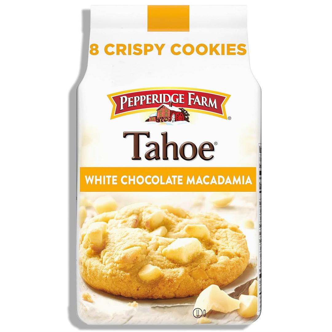 Pepperidge Farm Tahoe Crispy White Chocolate Macadamia Nut Cookies, 7.2 OZ Bag (8 Cookies) (7.2 Ounce (Pack of 1)), Best By: 09/14/2025