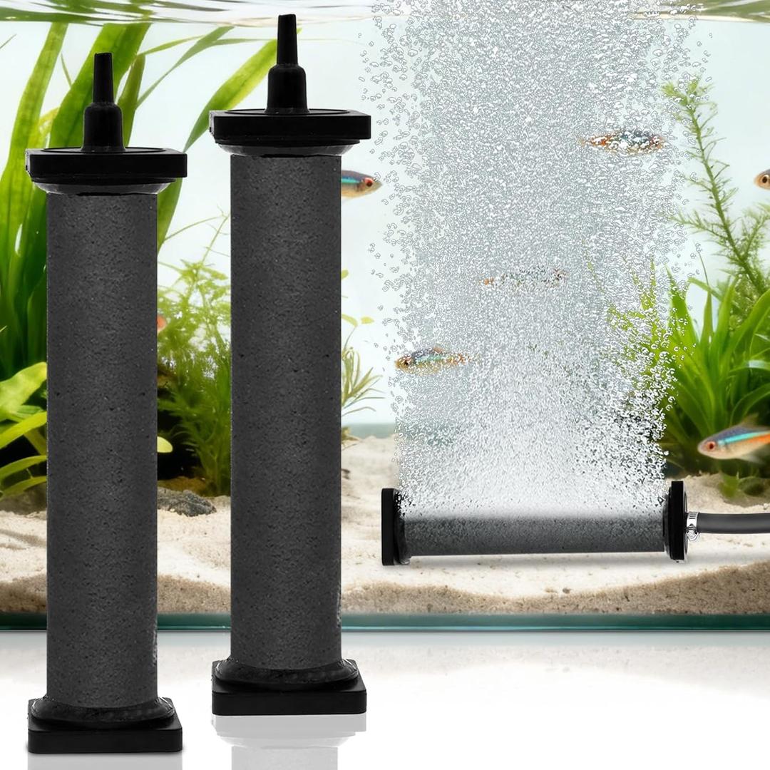 AquaMiracle New Innovative Rubber Air Stone | Air Bubbler | Oxygen Air Diffuser | for Pond Aerator | Pond Aeration | for Large Aquarium | 8x1.25 | 2-Pack
