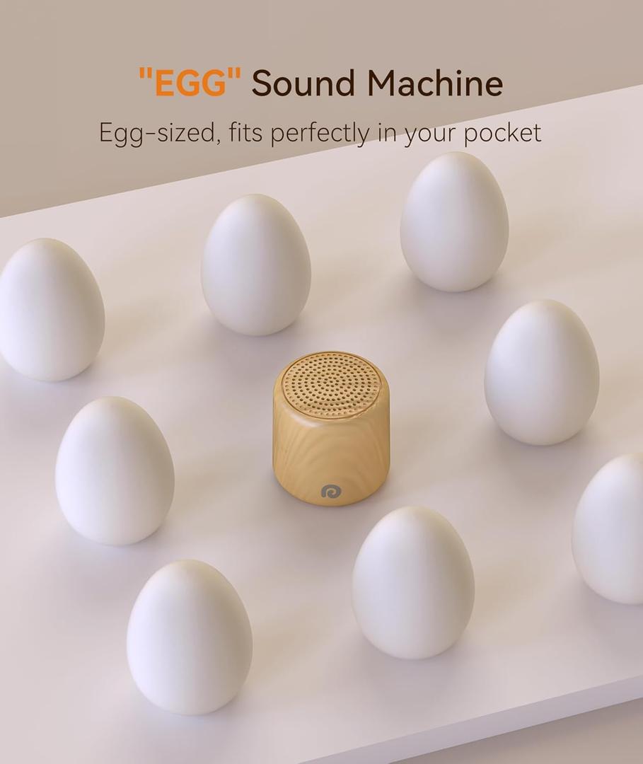 Dreamegg Portable White Noise Machine with Travel Case - Egg-Sized Sound Machine for Baby & Adult Sleep, 16 Soothing Sounds, 1000mAh Battery, Timer, Sound Machine for Baby Adults Home Gift, Wood