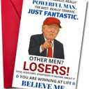 8 x Funny Birthday Card for Men  Unique Humor Greeting Card for Husband, Boyfriend, Father or Friend, Powerful Man Parody Style, Gag Birthday Gift for Him (SRM03)