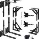 HILLMASTER 2 Set Anti Sag Gate Frame Kit Gate Corner Brace Bracket Heavy Duty Adjustable Gate Hardware with Gate Latch for Wooden Fences,Driveway Gates,Shed Doors,Corral Gates,Wood Windows