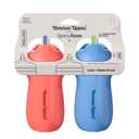 Tommee Tippee Insulated Sporty Spill-Proof 9oz Straw Training Sippy Cups for Toddlers 1-3, Sporty Carry Handle, Bite Resistant Spout, Flip Lid Keeps Straw Clean, BPA Free, Blue and Red, Pack of 2