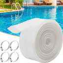 DECOHS 2 Inch x 32 Ft Heavy Duty Transparent Pool Backwash Hose, PVC Swimming Drain Pool Hose, Lay Flat Water Discharge Hose with 4 Clamp for Pools Drain Clean Filter Sump Pump
